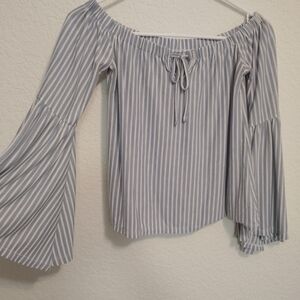 American Eagle Outfitters Striped Off-Shoulder Blouse